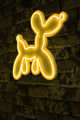 Decoratiune luminoasa LED, Balloon Dog, Benzi flexibile de neon, DC 12 V, Galben