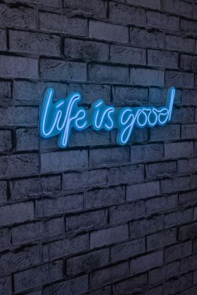 Decoratiune luminoasa LED, Life Is Good, Benzi flexibile de neon, DC 12 V, Albastru