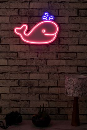 Decoratiune luminoasa LED, Baby Whale, Benzi flexibile de neon, DC 12 V, Roz / Albastru