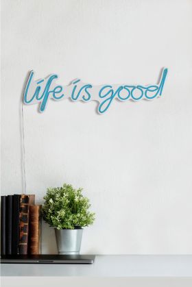 Decoratiune luminoasa LED, Life Is Good, Benzi flexibile de neon, DC 12 V, Albastru