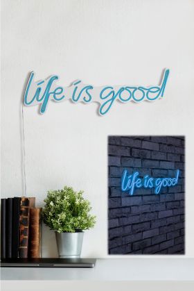 Decoratiune luminoasa LED, Life Is Good, Benzi flexibile de neon, DC 12 V, Albastru