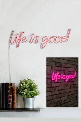 Decoratiune luminoasa LED, Life Is Good, Benzi flexibile de neon, DC 12 V, Roz