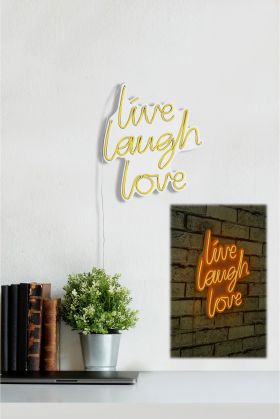 Decoratiune luminoasa LED, Live Laugh Love, Benzi flexibile de neon, DC 12 V, Galben