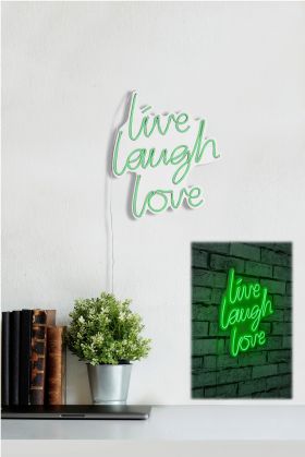 Decoratiune luminoasa LED, Live Laugh Love, Benzi flexibile de neon, DC 12 V, Verde