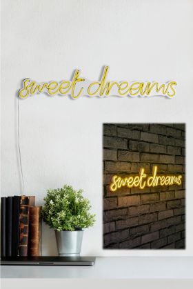 Decoratiune luminoasa LED, Sweet Dreams, Benzi flexibile de neon, DC 12 V, Galben