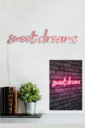 Decoratiune luminoasa LED, Sweet Dreams, Benzi flexibile de neon, DC 12 V, Roz