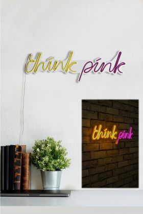 Decoratiune luminoasa LED, Think Pink, Benzi flexibile de neon, DC 12 V, Galben