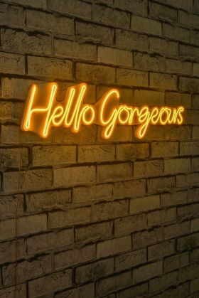 Decoratiune luminoasa LED, Hello Gorgeous, Benzi flexibile de neon, DC 12 V, Galben