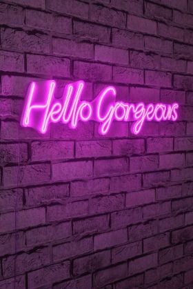 Decoratiune luminoasa LED, Hello Gorgeous, Benzi flexibile de neon, DC 12 V, Roz