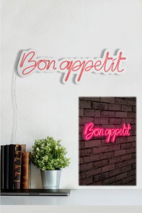 Decoratiune luminoasa LED, Bon Appetit, Benzi flexibile de neon, DC 12 V, Roz