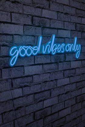 Decoratiune luminoasa LED, Good Vibes Only, Benzi flexibile de neon, DC 12 V, Albastru