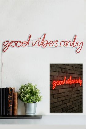 Decoratiune luminoasa LED, Good Vibes Only, Benzi flexibile de neon, DC 12 V, Rosu