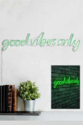 Decoratiune luminoasa LED, Good Vibes Only, Benzi flexibile de neon, DC 12 V, Verde