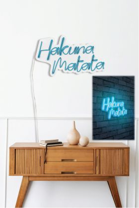 Decoratiune luminoasa LED, Hakuna Matata, Benzi flexibile de neon, DC 12 V, Albastru