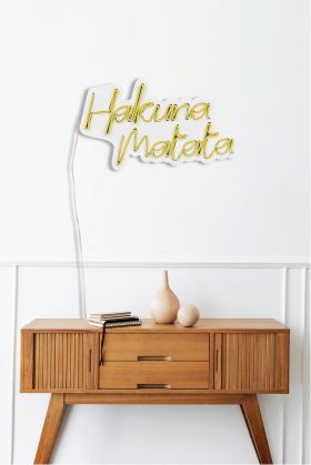 Decoratiune luminoasa LED, Hakuna Matata, Benzi flexibile de neon, DC 12 V, Galben