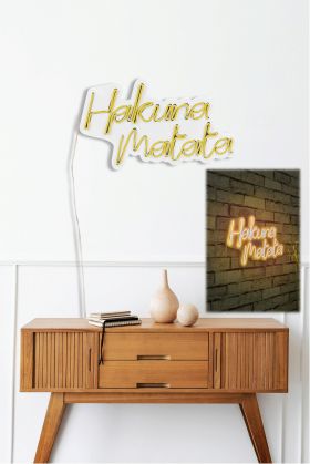 Decoratiune luminoasa LED, Hakuna Matata, Benzi flexibile de neon, DC 12 V, Galben