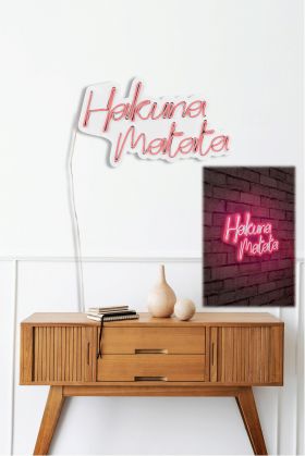 Decoratiune luminoasa LED, Hakuna Matata, Benzi flexibile de neon, DC 12 V, Roz