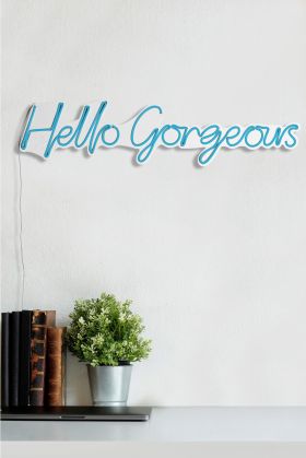 Decoratiune luminoasa LED, Hello Gorgeous, Benzi flexibile de neon, DC 12 V, Albastru