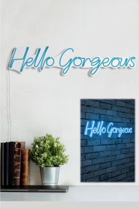 Decoratiune luminoasa LED, Hello Gorgeous, Benzi flexibile de neon, DC 12 V, Albastru