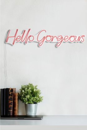 Decoratiune luminoasa LED, Hello Gorgeous, Benzi flexibile de neon, DC 12 V, Roz