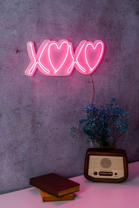 Decoratiune luminoasa LED, Tic Tac Toe XoXo, Benzi flexibile de neon, DC 12 V, Roz