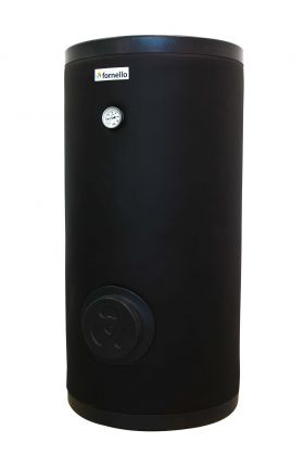 Boiler cu 2 serpentine FORNELLO SOL 200 LT 2S, pentru centrala termica si solar, montaj pe sol, izolatie termica, manta de protectie , flansa de vizitare