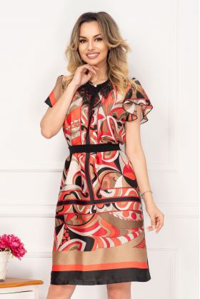 Rochie de vara Venezia din vascoza cu imprimeu geometric