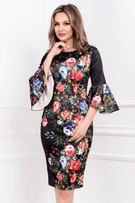 Rochie MBG din tafta neagra cu maneci clopot