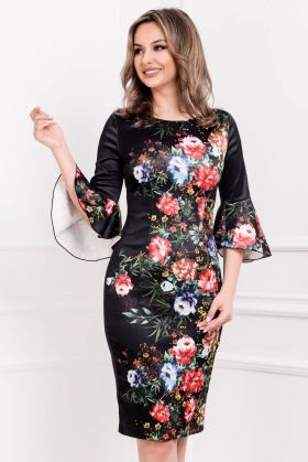 Rochie MBG din tafta neagra cu maneci clopot