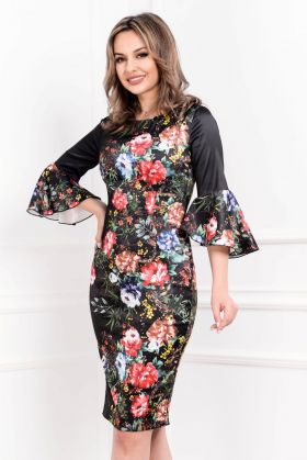 Rochie MBG din tafta neagra cu maneci clopot
