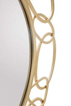 Oglinda decorativa Chain, Mauro Ferretti, Ø 84 cm, fier, auriu