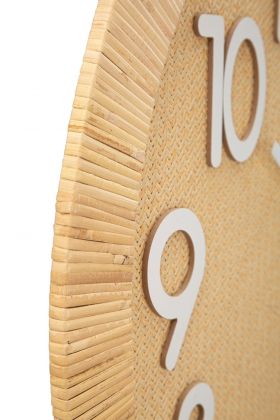 Ceas de perete, Mauro Ferretti, Boho Plus, Ø 60 x 4.5 cm, mdf/rattan, natur/alb