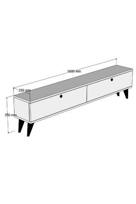 Comoda TV, Puqa Design, Paris, 160x35x25 cm, PAL, Alb/nuc