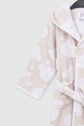 Halat de baie pentru copii, Irya Home, Bear, Bumbac, Bej/Alb