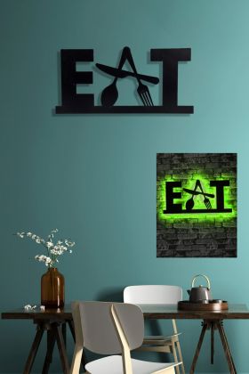 Decoratiune luminoasa LED, Eat, MDF, 60 LED-uri, Verde