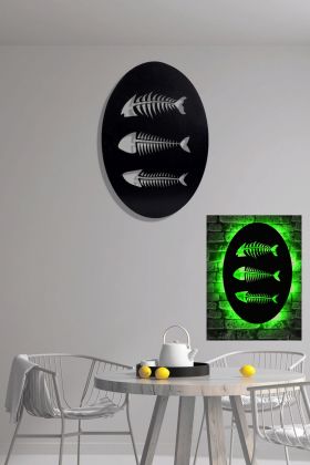 Decoratiune luminoasa LED, Fishbones, MDF, 60 LED-uri, Verde