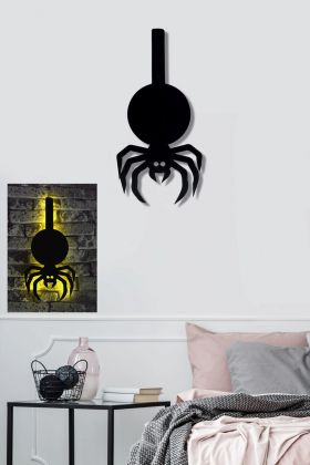 Decoratiune luminoasa LED, Spider, MDF, 60 LED-uri, Galben