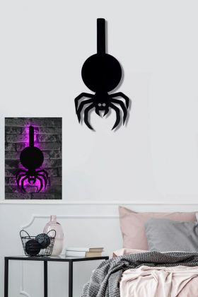 Decoratiune luminoasa LED, Spider, MDF, 60 LED-uri, Roz