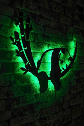 Decoratiune luminoasa LED, Baby Panda, MDF, 60 LED-uri, Verde