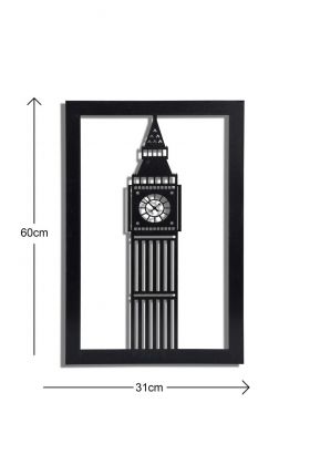 Decoratiune luminoasa LED, Big Ben, MDF, 60 LED-uri, Albastru