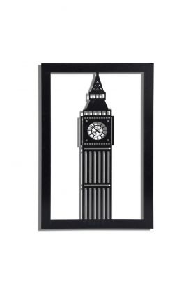 Decoratiune luminoasa LED, Big Ben, MDF, 60 LED-uri, Albastru