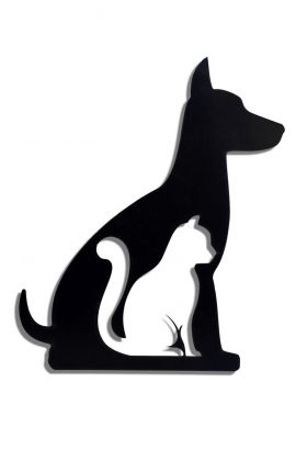 Decoratiune luminoasa LED, Cat n Dog, MDF, 60 LED-uri, Albastru