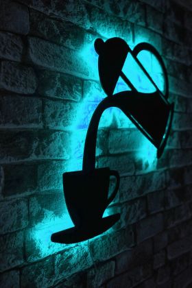 Decoratiune luminoasa LED, Coffee, MDF, 60 LED-uri, Albastru