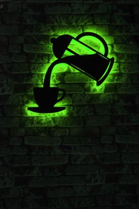 Decoratiune luminoasa LED, Coffee, MDF, 60 LED-uri, Verde