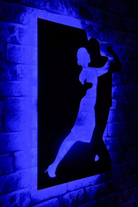 Decoratiune luminoasa LED, Dancing Couple, MDF, 60 LED-uri, Albastru