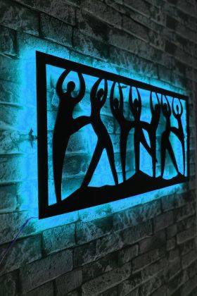 Decoratiune luminoasa LED, Dancing Women, MDF, 60 LED-uri, Albastru