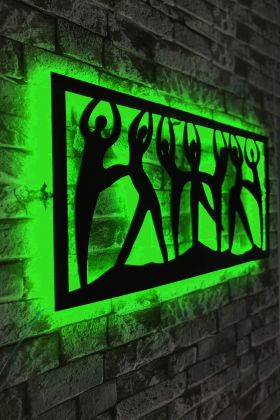 Decoratiune luminoasa LED, Dancing Women, MDF, 60 LED-uri, Verde