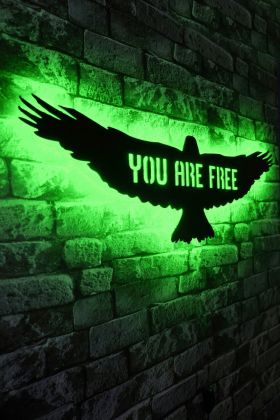 Decoratiune luminoasa LED, Eagle, MDF, 60 LED-uri, Verde