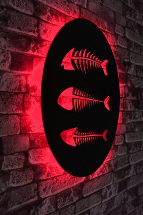 Decoratiune luminoasa LED, Fishbones, MDF, 60 LED-uri, Rosu