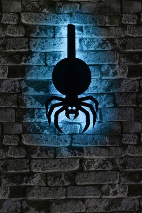 Decoratiune luminoasa LED, Spider, MDF, 60 LED-uri, Albastru